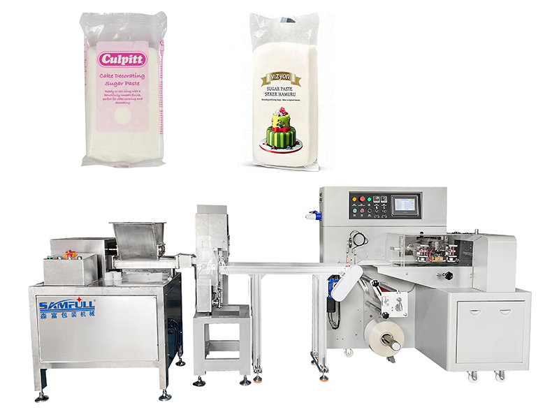 Sugar fondant paste / clay extrude & form fill seal packing machine